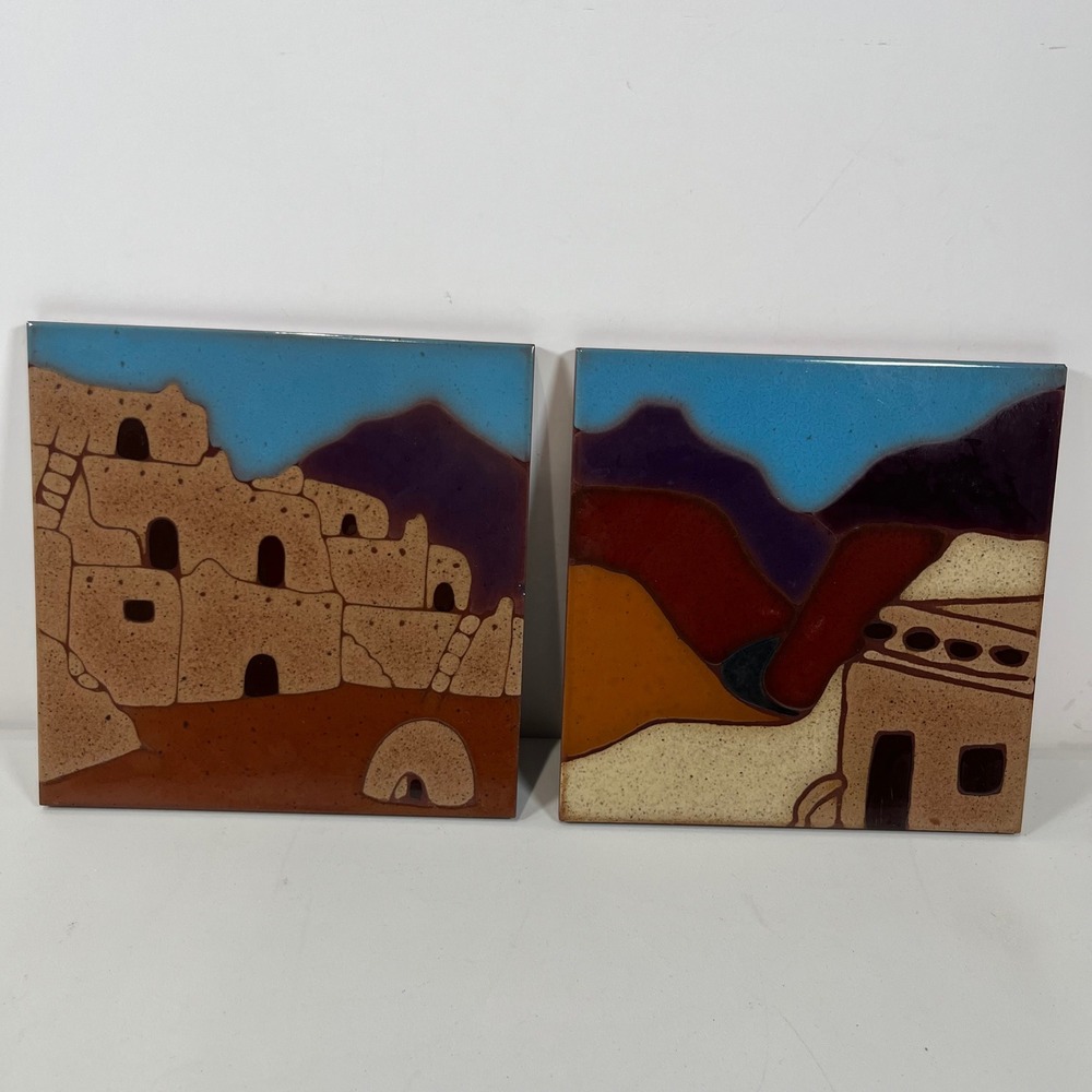 Vtg Sun Tile Decorative Wall Art Tiles Southwest Adobe Pueblo Desert New Mexico